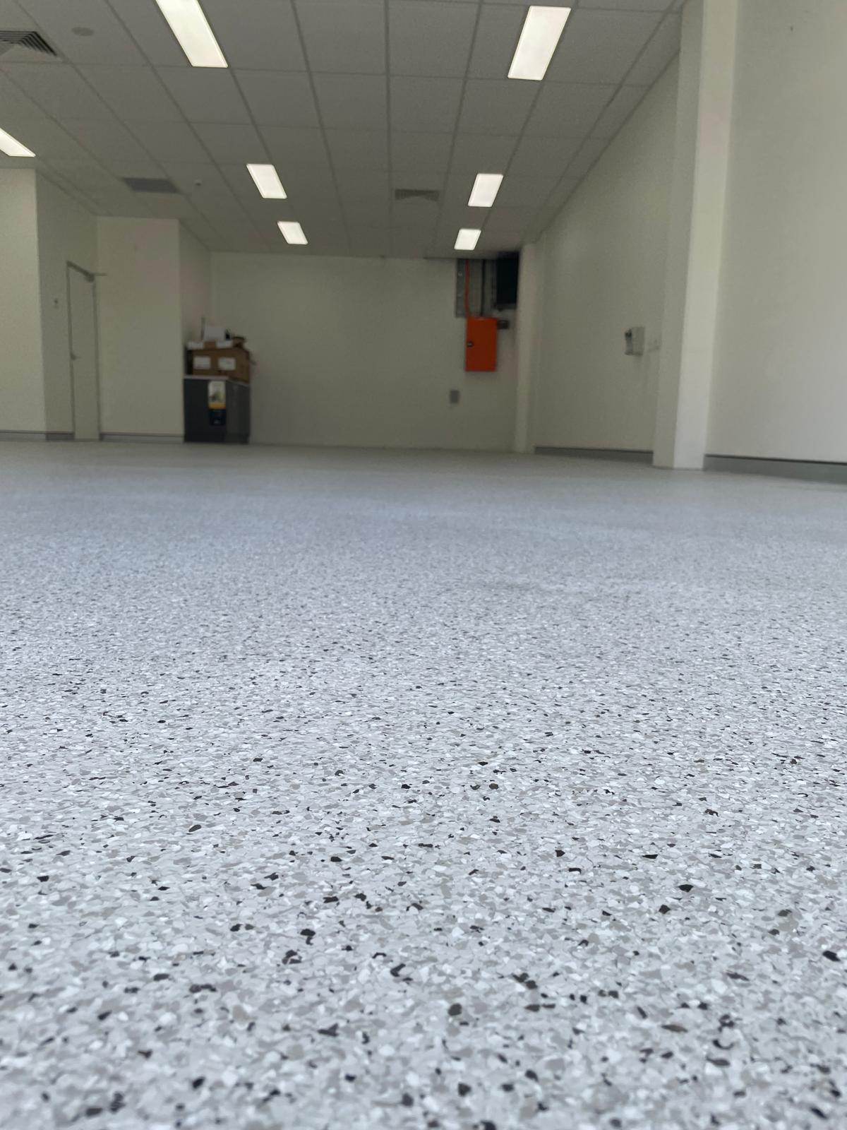 Belrose office after light grey epoxy flake