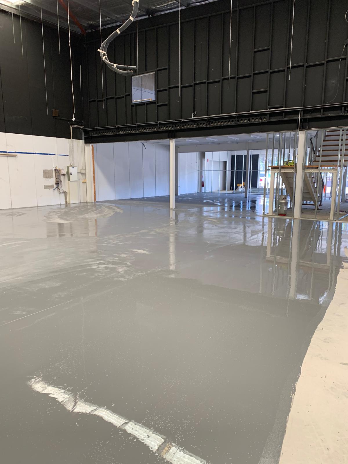 Ingleburn factory floor after pipeline grey epoxy