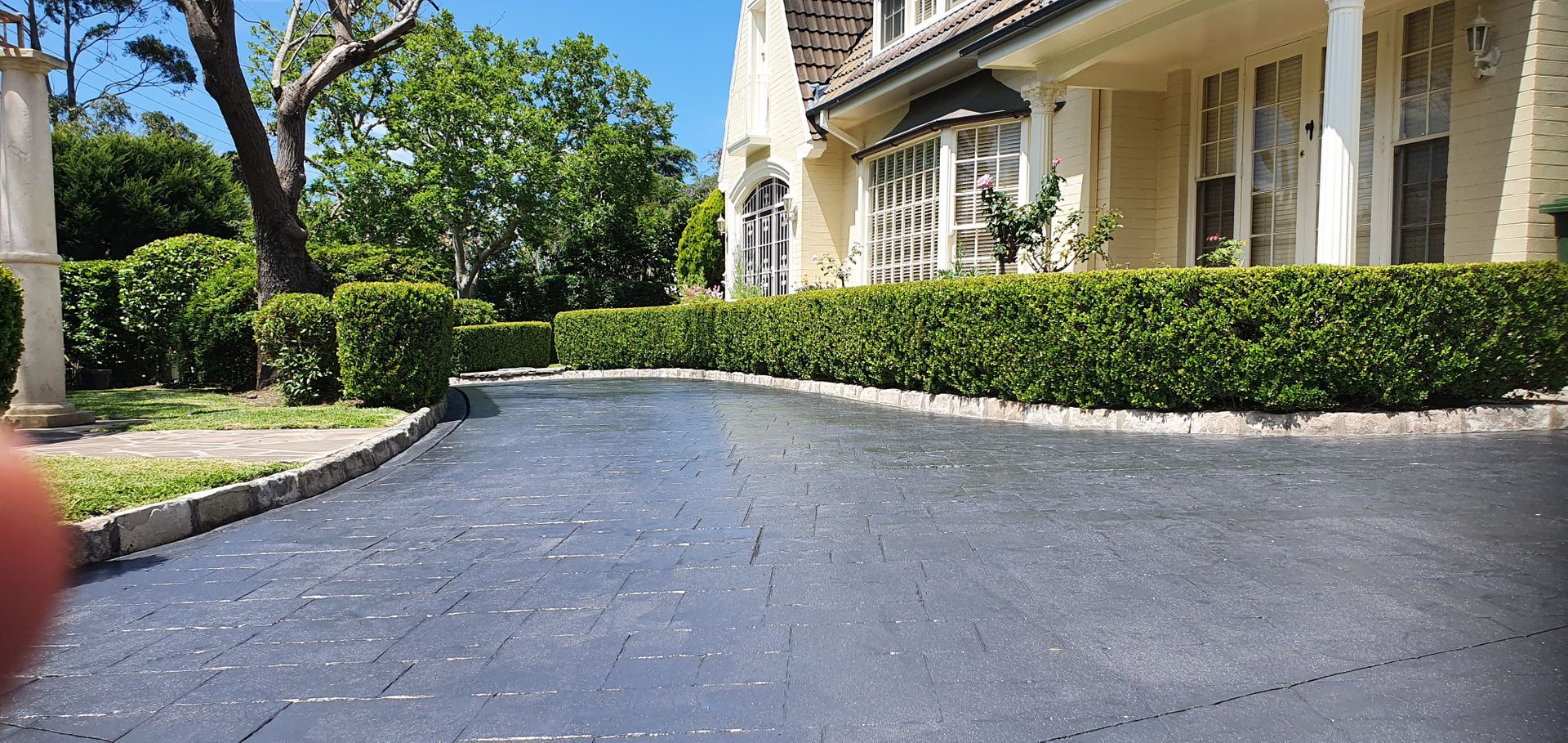 Stamped concrete driveway